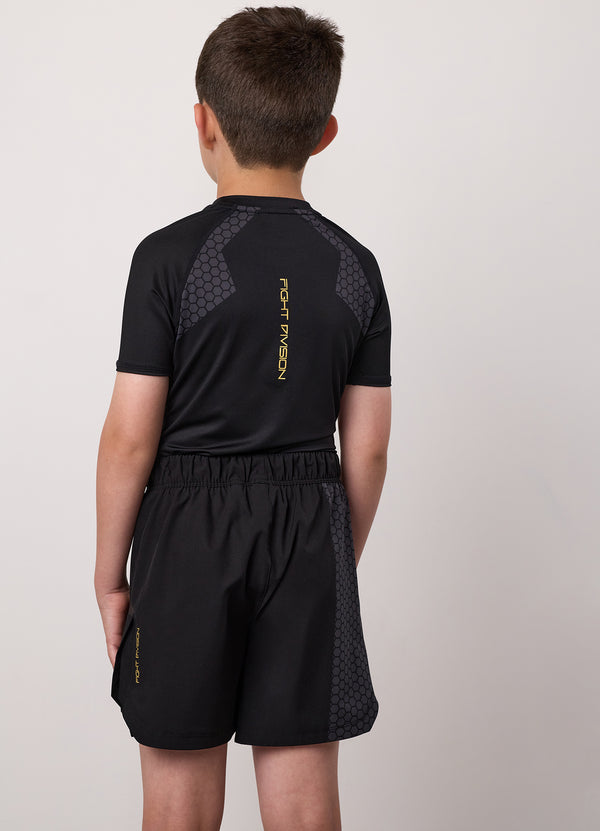 gym king Kids Combat Short Sleeve Rash Guard Black