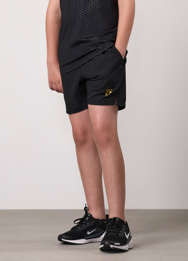 Gym King Kids Debossed Training Short Black