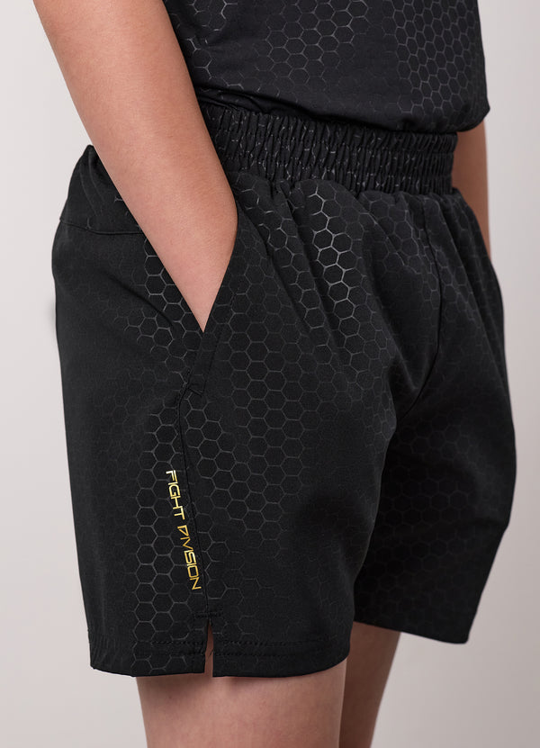 Gym King Kids Debossed Training Short Black
