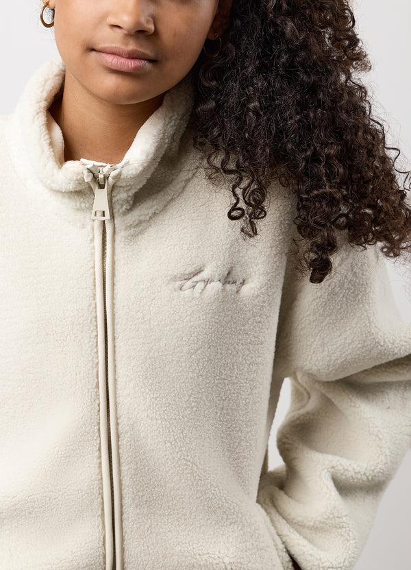 Gym King Kids Full Zip Borg Jacket Cream