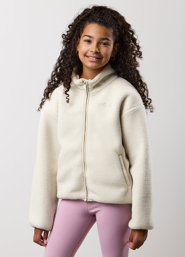 gym king Kids Full Zip Borg Jacket Cream