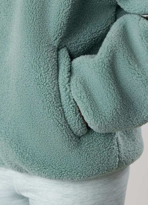 Gym King Kids Full Zip Borg Jacket Green Mist