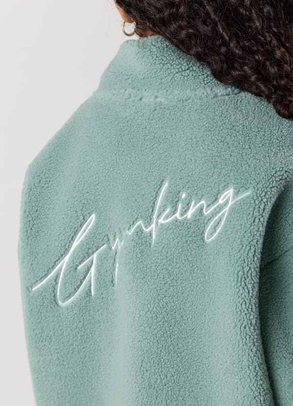 Gym King Kids Full Zip Borg Jacket Green Mist