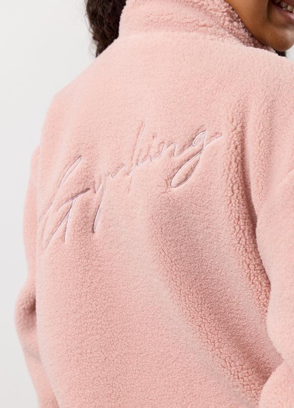 Gym King Kids Full Zip Borg Jacket Pink Blush