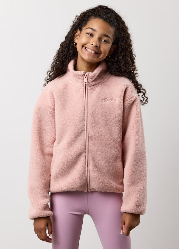 gym king Kids Full Zip Borg Jacket Pink Blush