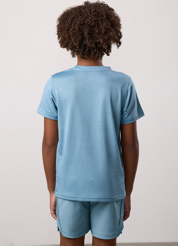 gym king Kids Geometric Knit Tee Sea Mist