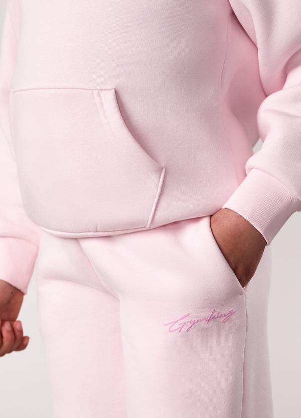 Gym King Kids Script Oversized Hood Baby Pink