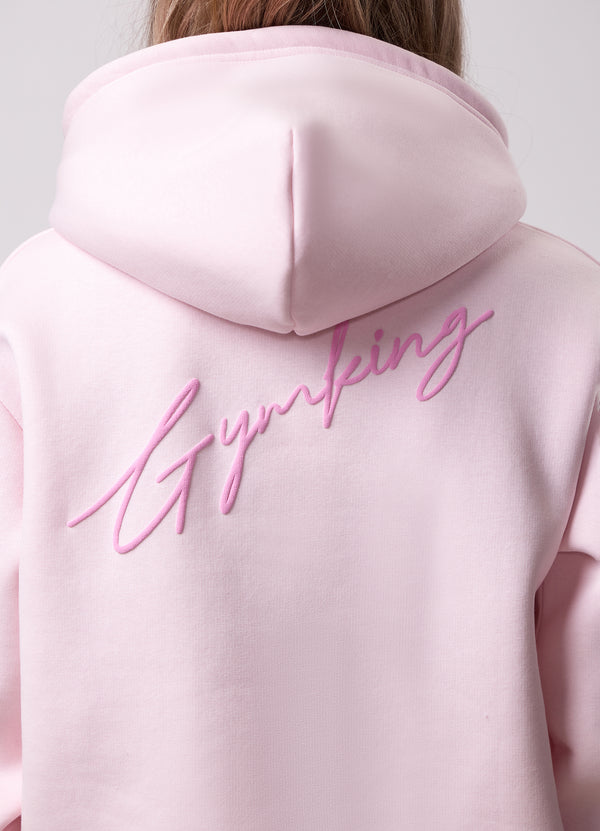 Gym King Kids Script Oversized Hood Baby Pink
