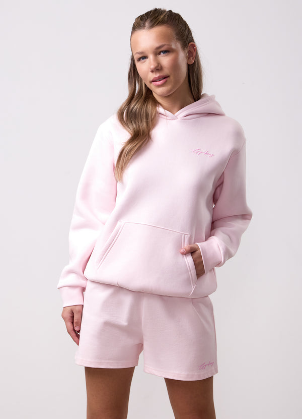 Gym King Kids Script Oversized Hood Baby Pink