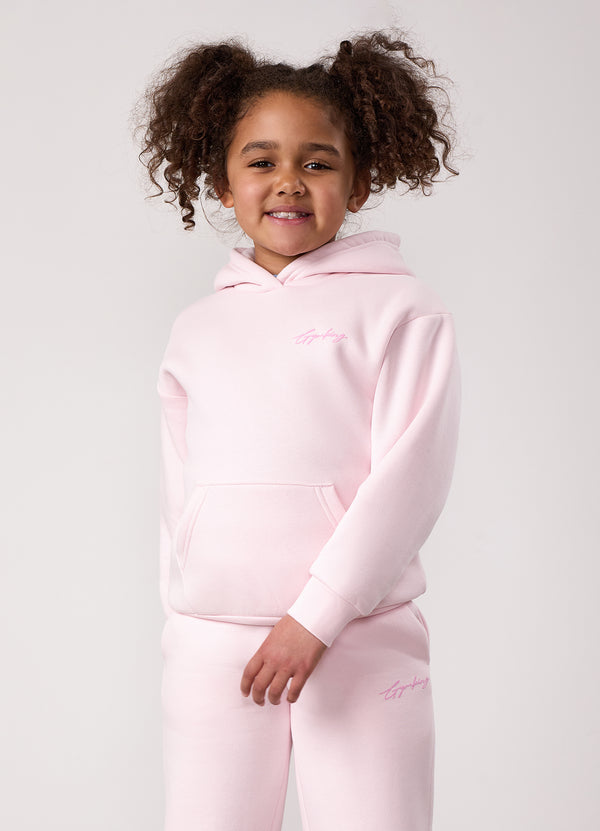 gym king Kids Script Oversized Hood Baby Pink