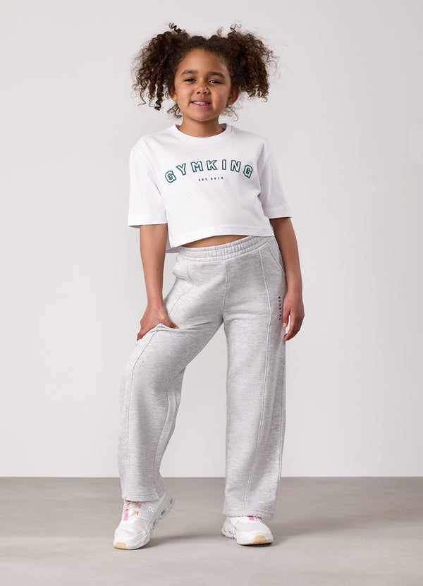 Gym King Kids Shadow Cropped Tee White/Dusky Fern