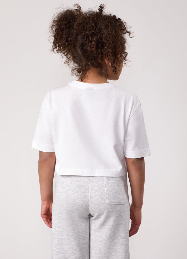 gym king Kids Shadow Cropped Tee White/Dusky Fern