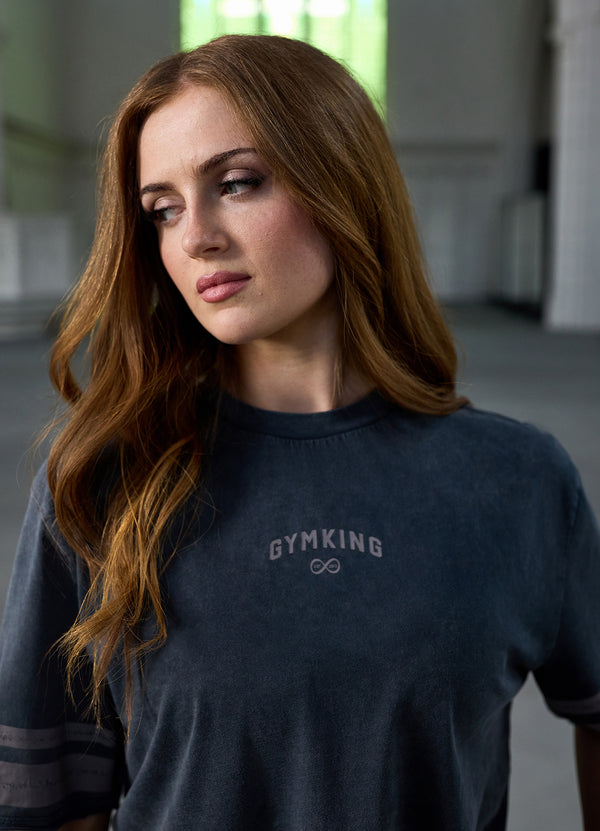 Gym King Limitless Crop Jersey Tee Washed Black