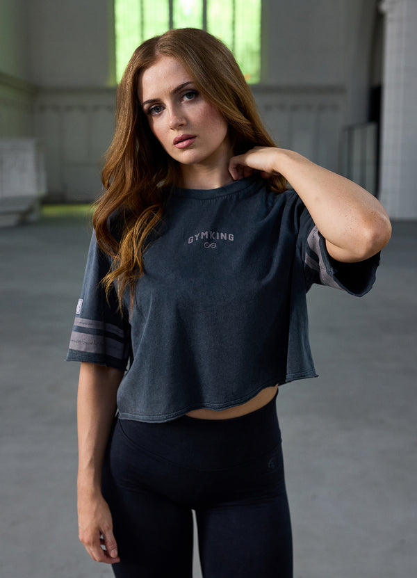 Gym King Limitless Crop Jersey Tee Washed Black