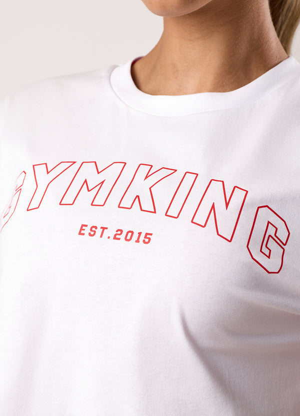 Gym King Limitless Crop Jersey Tee White/Red