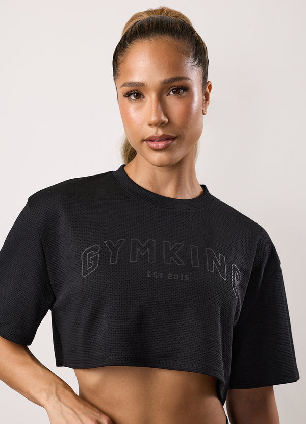 Gym King Limitless Crop Mesh Tee Black