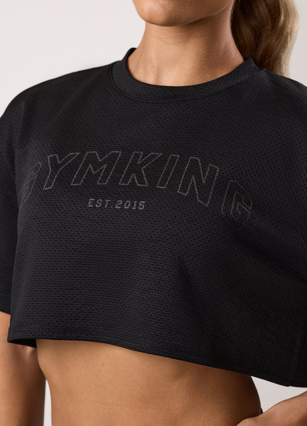 Gym King Limitless Crop Mesh Tee Black