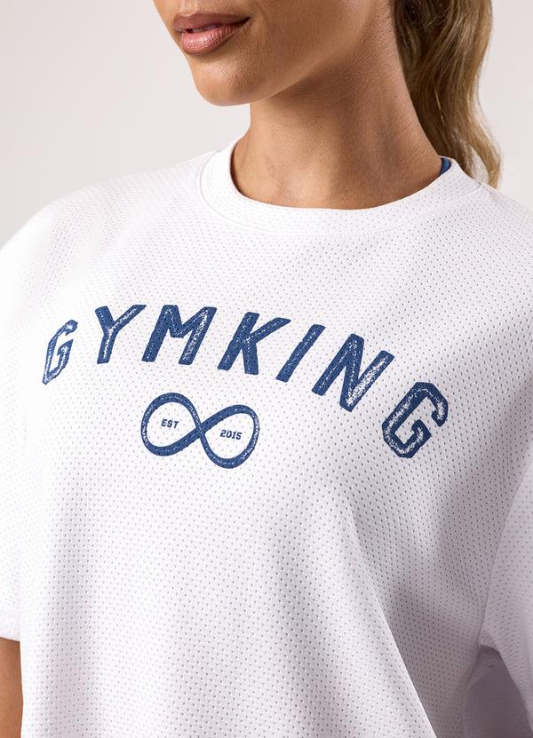 Gym King Limitless Mesh Boyfriend Tee White/Blue