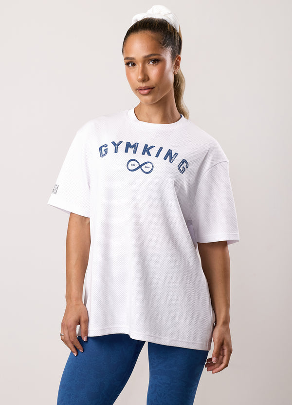 Gym King Limitless Mesh Boyfriend Tee White/Blue