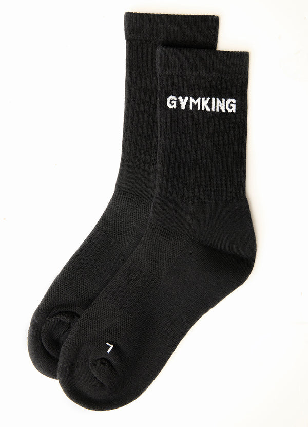 Gym King Linear Crew Sock (2pk) Black