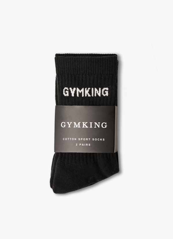 gym king Linear Crew Sock (2pk) Black