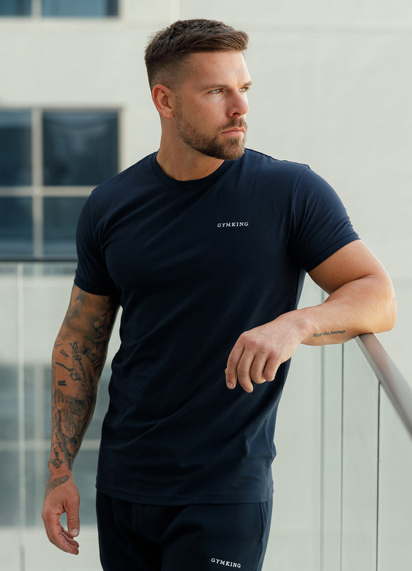 Gym King Linear Fundamental Tee Navy