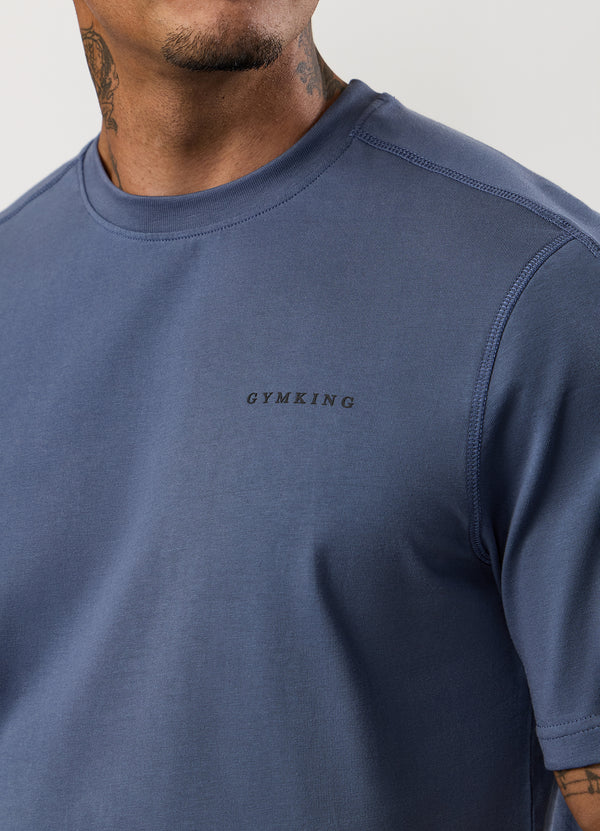 Gym King Linear Jersey Tee Deep Sea Blue