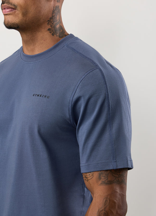 Gym King Linear Jersey Tee Deep Sea Blue