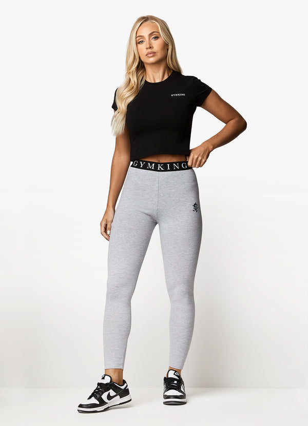Gym King Linear Tape Legging Grey Marl