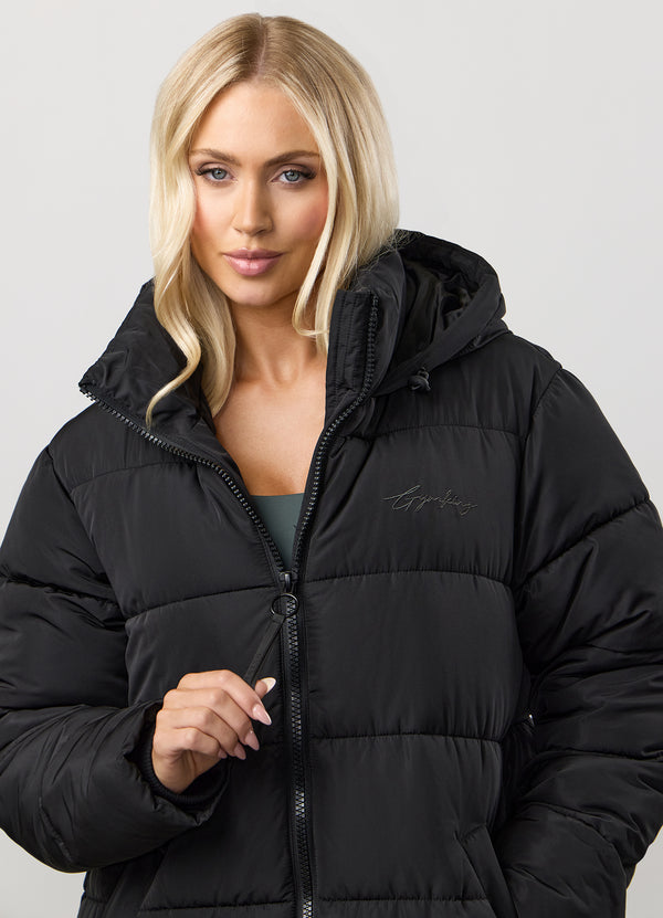 Gym King Longline Puffer Black