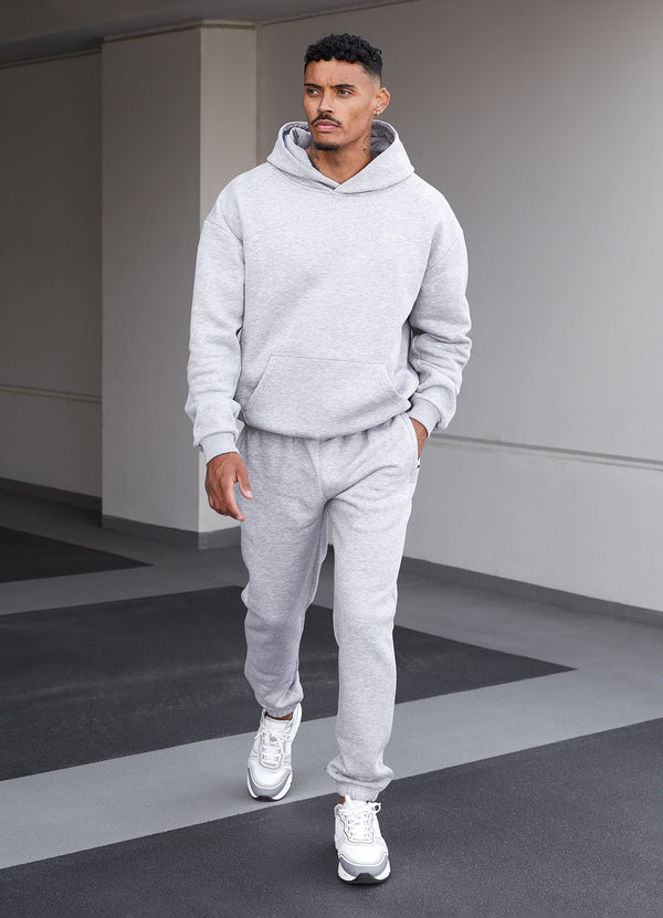 gym king Oversized Logo Jogger Light Grey Marl