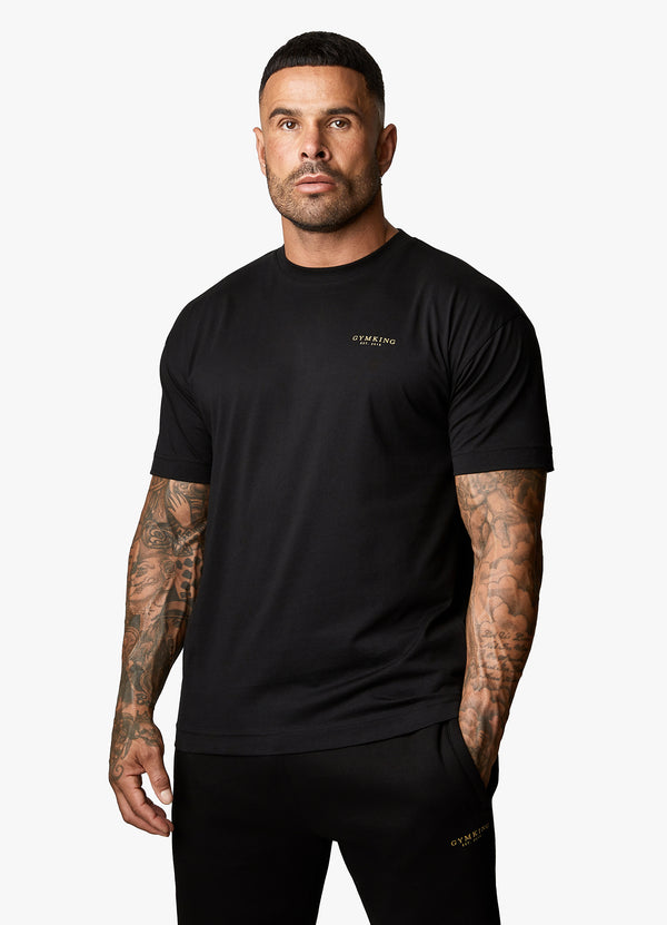 gym king Oversized Logo T-shirt Black/Gold