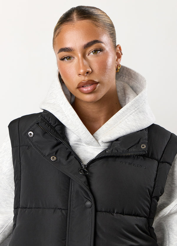 Gym King Padded Longline Gilet – Black