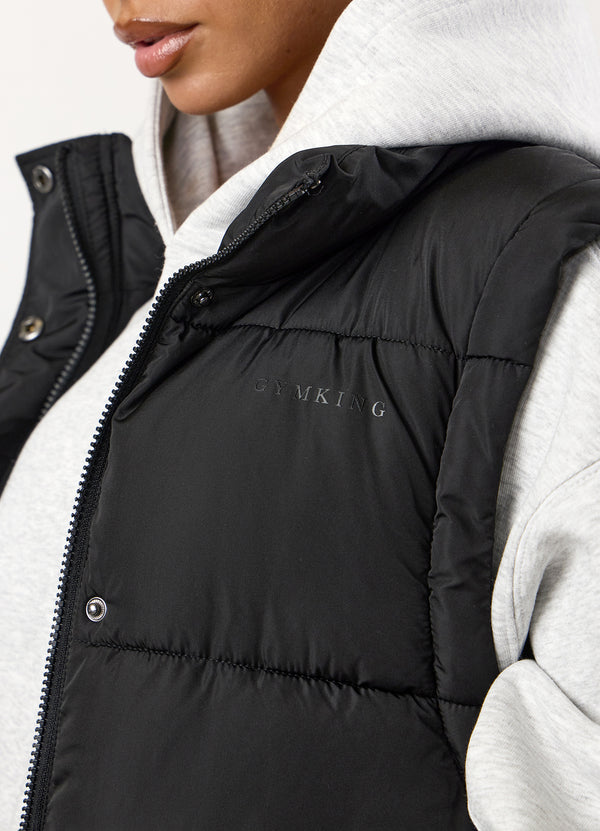 Gym King Padded Longline Gilet – Black