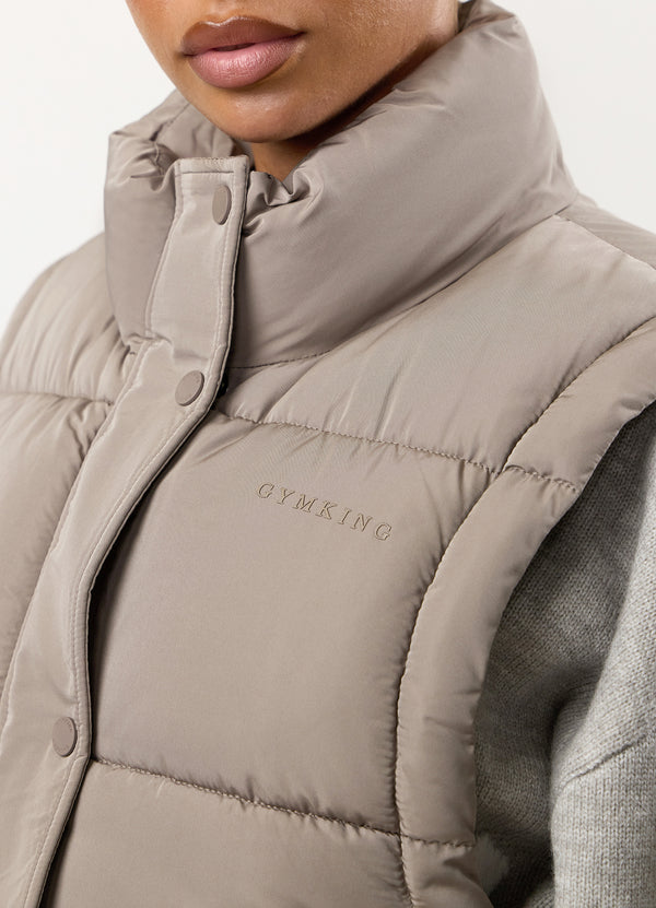 Gym King Padded Longline Gilet Truffle