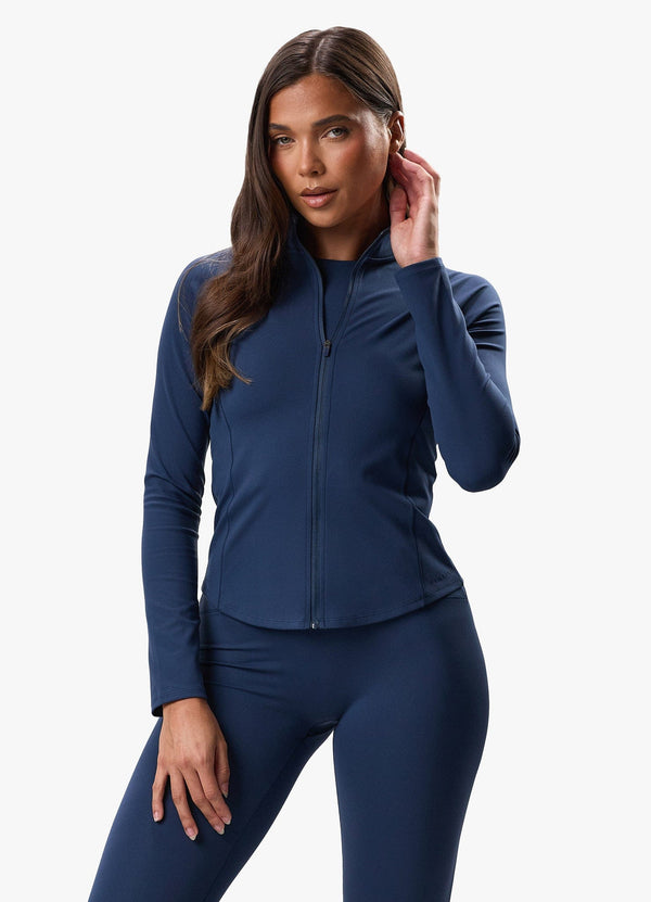 Gym King Peach Luxe Full Zip Jacket Rich Blue Luxe