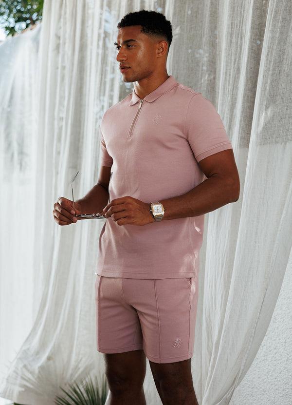 Gym King Portals Texture Polo Dusky Pink