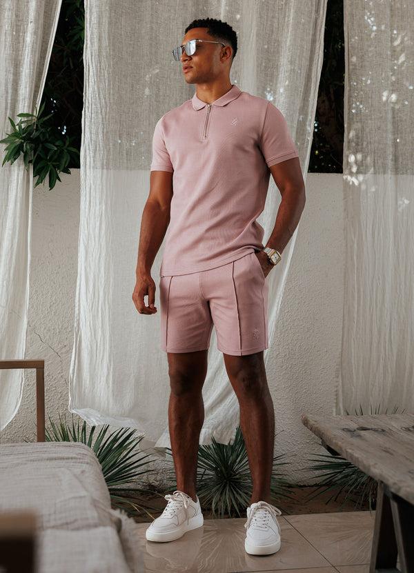 Gym King Portals Texture Polo Dusky Pink
