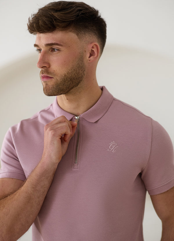 Gym King Portals Texture Polo Dusky Pink