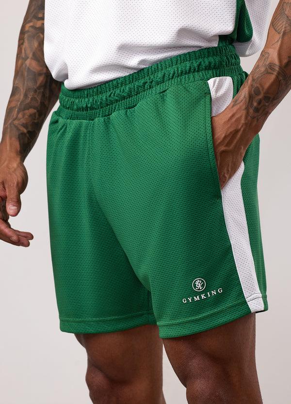 Gym King Pro Classic Mesh Short White/Bottle Green