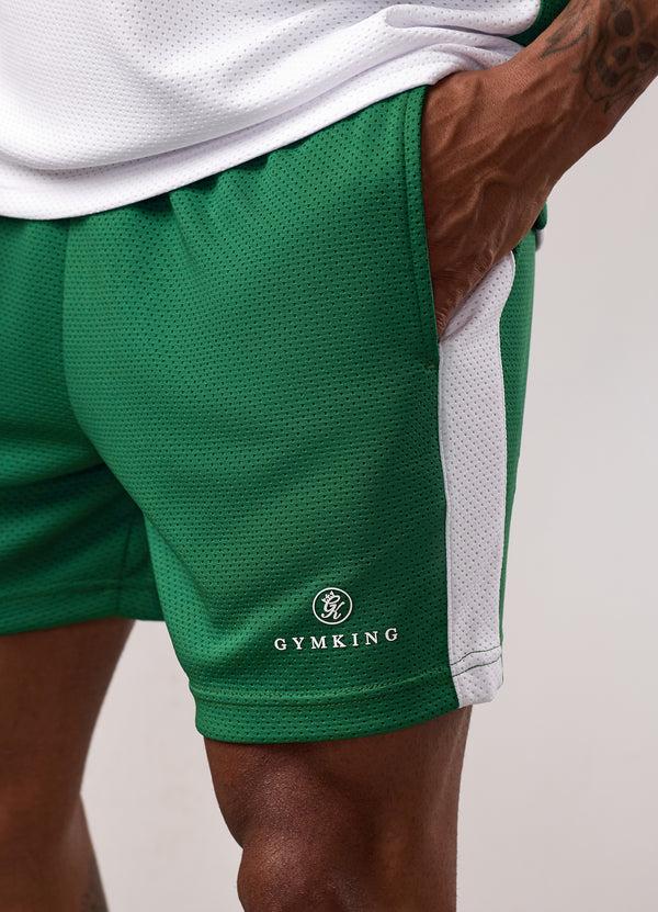 Gym King Pro Classic Mesh Short White/Bottle Green
