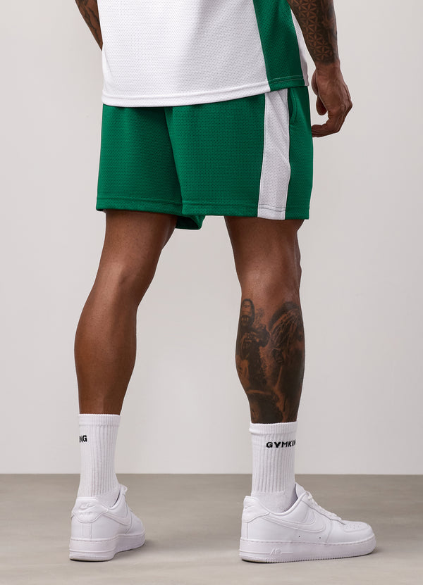 gym king Pro Classic Mesh Short White/Bottle Green