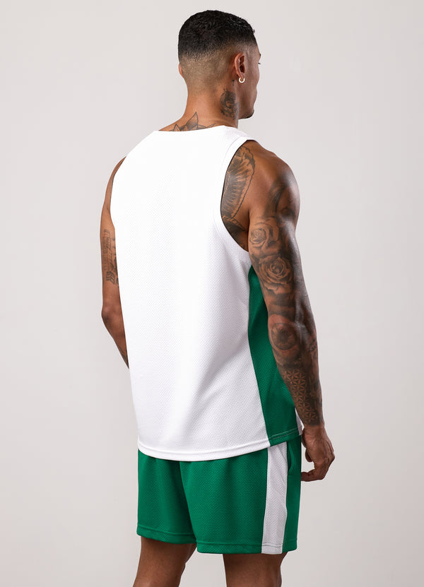 gym king Pro Classic Mesh Vest White/Bottle Green