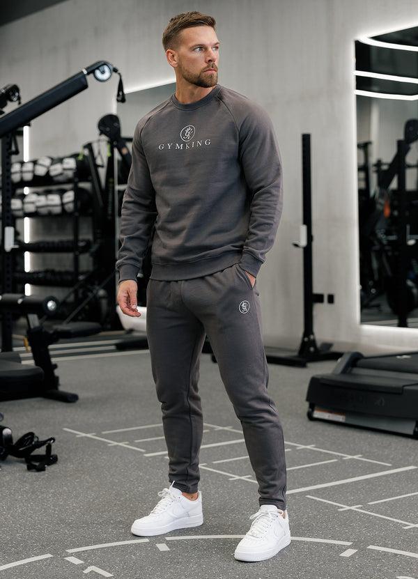 Gym King Pro Logo Fleece Crew Onyx Grey