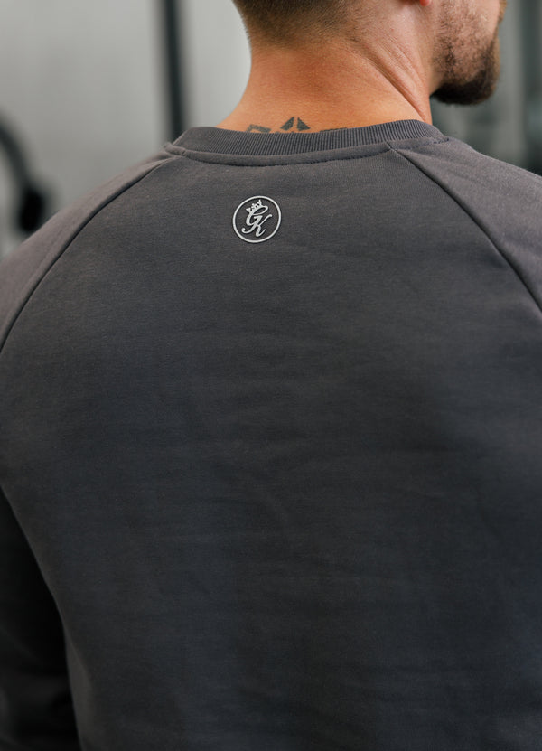 Gym King Pro Logo Fleece Crew Onyx Grey