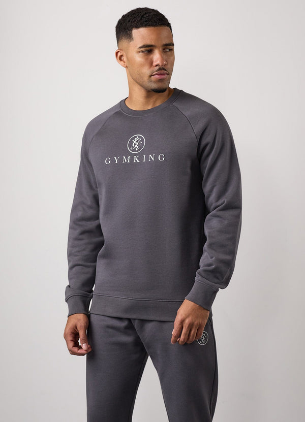 Gym King Pro Logo Fleece Crew Onyx Grey