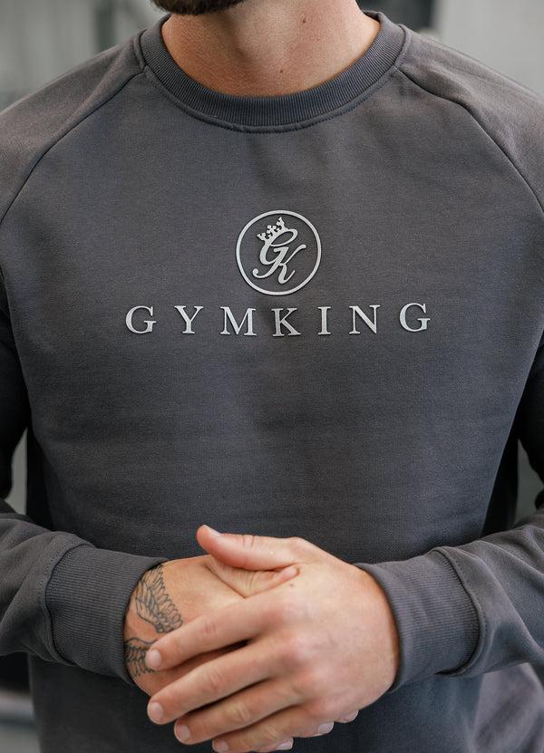 gym king Pro Logo Fleece Crew Onyx Grey