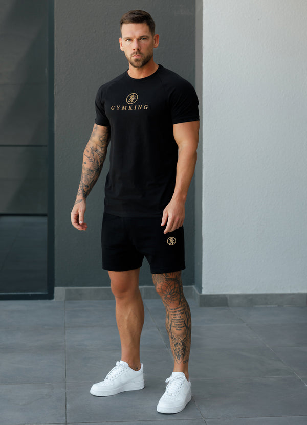 Gym King Pro Logo Jersey Short Black/Gold