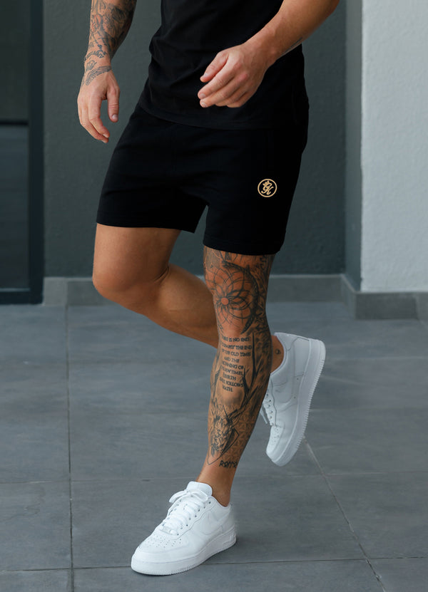 gym king Pro Logo Jersey Short Black/Gold