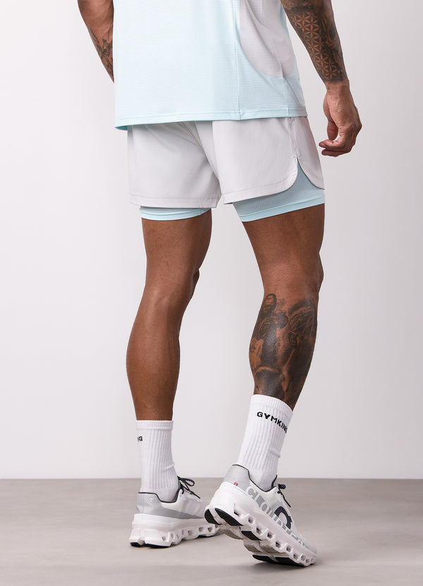 Gym King Progress 2-In-1 Short Light Grey/Ice Blue